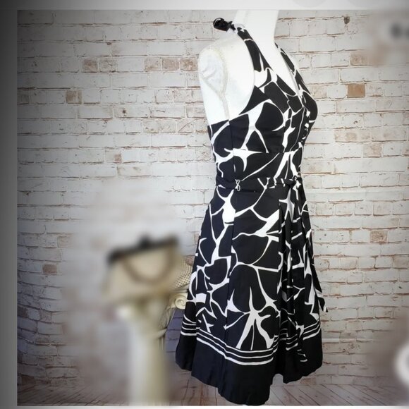 White House Black Market Cotton Fit & Flare A-Line Halter Dress, Size 4 - Picture 3 of 14